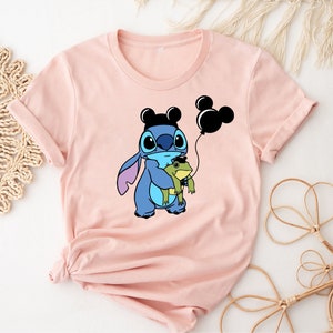 Disney Ears Stitch Shirt, Stitch Frog Shirt, Funny Stitch Shirt, Custom Ohana Stitch Tee, Disney Family Trip Shirt, Mickey Balloons Shirt