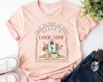 Vintage Tale as Old as Time Shirt, Retro Beauty and the Beast Shirt, Belles Book Shop Shirt, Disney Princess Belle Tee, Enchanted Rose Shirt