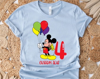 Custom Disney Mickey Balloons Birthday Shirt, Disneyland Birthday Family Shirt, Mickey Kids Birthday Shirt, Disneyworld Birthday Party Shirt