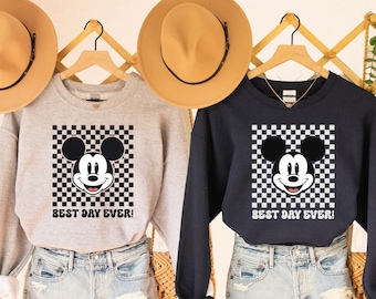 Retro Disney Mickey Sweatshirt, Vintage Mickey Ears Family Sweatshirt, Disney Group Matching Sweatshirt & Hoodie, Mickey Best Day Ever Shirt