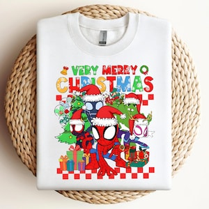 Spidey And His Amazing Friends Christmas Shirt, Very Merry Christmas Shirt, Ghost Spider Christmas Tee, Miles Morales Xmas Shirt