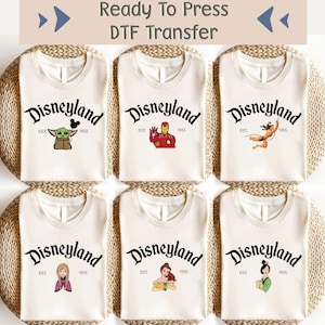 Disneyland DTF Transfer, Custom DTF Transfer, Disney Ready For Press, Disney Characters Direct To Film, Disneyland Heat Transfer, Disney DTF