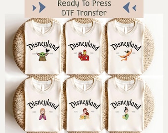 Disneyland DTF Transfer, Custom DTF Transfer, Disney Ready For Press, Disney Characters Direct To Film, Disneyland Heat Transfer, Disney DTF