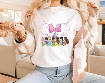 Chemise princesse aquarelle Disney, chemise voyage filles Disney, chemise Minnie Bow, chemise Magic Kingdom, t-shirt princesse, t-shirt voyage Disneyland pour femmes