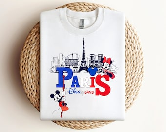 Disneyland Parijs-sweatshirt, Eiffeltoren Mickey Minnie-hoody, shirts voor familie-uitstapje Parijs, Mickey Paris-sweatshirt, Minnie Paris ronde hals