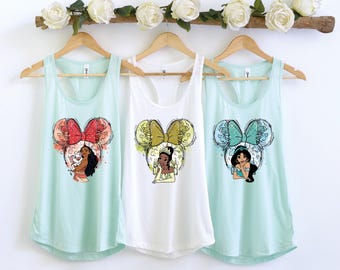 Colorful Princess Tank Top, Disney Princess Tank, Disney Girls Tank Top, Princess Castle Tanks, Disney Girls Trip, Elsa Tank Top, Belle Tank