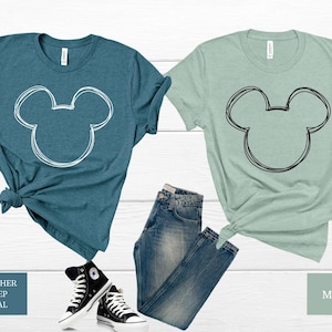 Chemise Mickey Sketch, chemise Disney simple, chemises Mickey, chemise de vacances Disney, chemise Disney, chemise Disneyland, chemises de groupe Disney