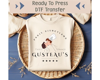 Gusteau's Anyone Can Cook DTF Transfer, Ratatouille Paris Ready To Press, Disneyland Paris Shirt Heat Transfer, Remy Mouse Chef DTF Transfer