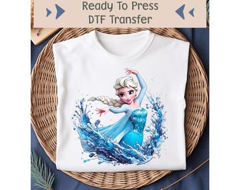 Disney Frozen DTF, transferencia DTF de la princesa Elsa de Disney, diseño de Olaf de Frozen, camiseta de niña de Disney lista para imprimir, transferencia térmica de Disney, Disney DTF