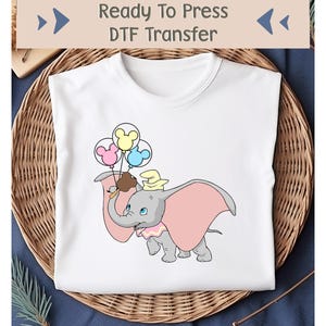 Disney Dumbo DTF Transfer, Cute Dumbo DTF, Jumbo Jr Ready To Press, Mickey Balloons Dumbo Shirt, Disney Image Transfer, Disneyland Kids DTF