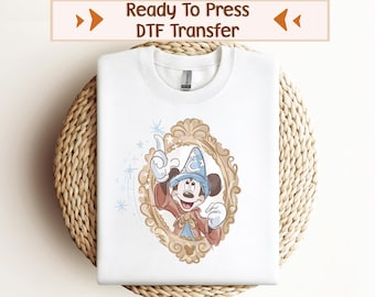Walt Disneyworld Fantasia Mickey DTF, Mickey Fantasia Retrô da Disney, Mickey Feiticeiro Pronto para Impressão, Transferência DTF da Disneylândia, Mickey Mágico DTF