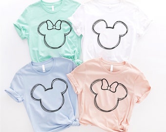 Minnie Sketch Shirt, Simple Disney Shirt, Mickey and Minnie Shirts, Mickey Ears Shirt, Disneyland Matching Shirt, Disney Group Shirts