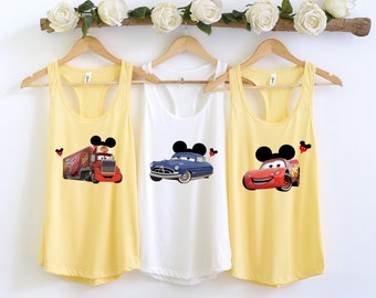 Débardeur Cars Disney pour femme, Débardeur remorqueur, Débardeur dos nageur McQueen, Débardeurs assortis Disney Group, Débardeurs Disneyland Girls Trip, Débardeurs Disney