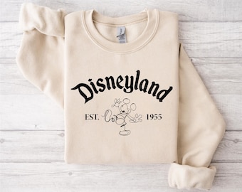 Sudadera de Mickey Mouse de Disneyland, Sudadera Disneyland Est. 1955, Sudadera a juego de Disneyland, Sudadera para viaje familiar a Disneyland, Sudadera de cuello redondo de Disney