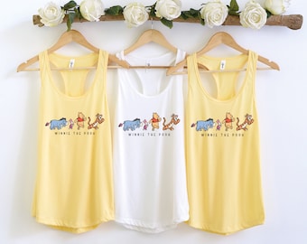 Disney Winnie The Pooh Friends Tank Top, Pooh Bear Women's Tank, Retro Pooh Ladies Tank, Disney Girls Trip Tank, Disneyland Racerback Tank