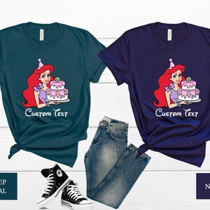 Camiseta de aniversário da Princesa Ariel, Camiseta de aniversário para menina, Camiseta de aniversário personalizada, Camiseta para festa de aniversário da Disney, Camiseta de aniversário infantil, A Pequena Sereia imagem 4