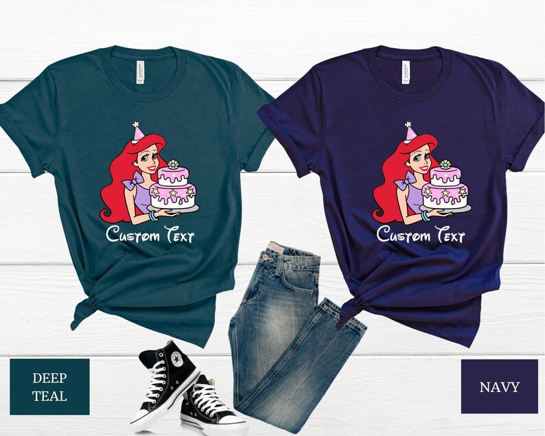 Camiseta de aniversário da Princesa Ariel, Camiseta de aniversário para menina, Camiseta de aniversário personalizada, Camiseta para festa de aniversário da Disney, Camiseta de aniversário infantil, A Pequena Sereia imagem 4