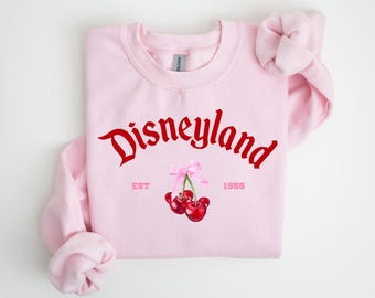 Sudadera Disneyland color rojo cereza, sudadera Disneyland para niñas, sudadera Disneyland para mujeres, camiseta Disney trendy, camiseta Disney Cherry Ears