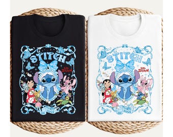 Chemise Stitch Friends Disney, chemise Stitch and Lilo, chemise point magique, chemise Stitch Angel, t-shirt Disney pour enfants, chemise voyage en famille Disneyland