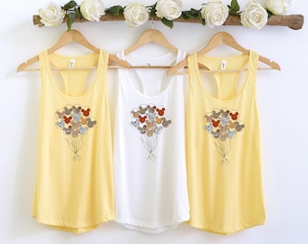 Mickey oren ballon tanktop, Disney dames tanktop, Disney T-shirt met luipaardprint, meisjes reis tanktop, Disneyland Racerback tank, Disney Safari tank