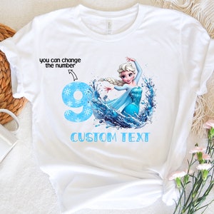 Custom Frozen Birthday Shirt, Princess Elsa Birthday T-Shirt, Frozen Personalized Tee, Frozen Family Party Shirt, Custom Disney Elsa Shirt