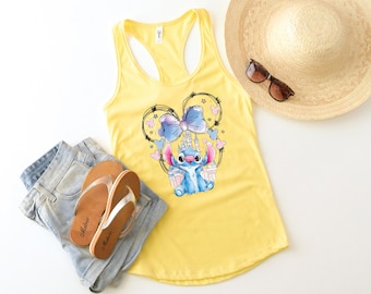 Débardeur Stitch Disney, débardeur Stitch Ohana, débardeur Lilo et Stitch, débardeur Disney pour femme, débardeur Stitch aquarelle, débardeur Disney Crew