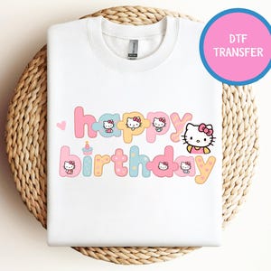Hello Cat Födelsedag DTF Transfer, Kawaii Kitty Födelsedag DTF, Grattis på födelsedagen DTF, Cinnamoroll DTF, Födelsedagsfestflicka DTF, Födelsedagscrew DTF