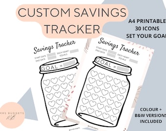 Custom Savings Tracker Printable, A4 Money Savings Challenge, Digital Download, Savings Tracker, Savings Challenge