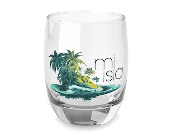 Mi isla Tropical Whiskey Glass, Unique Drinkware, Summer Vibes, Perfect Gift for Beach Lovers, Home Bar Decor, Special Occasions