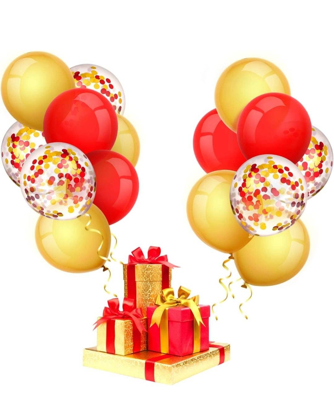 15 Pcs Red and Gold Balloons,birthday Decorations, Graduation Decor