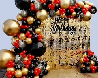 Red Black and Gold Balloon Garland Arch Kit,Birthday Decorations,Graduation Decor,Engagement,Anniversary,Bachelorette,Party Backdrop Arch