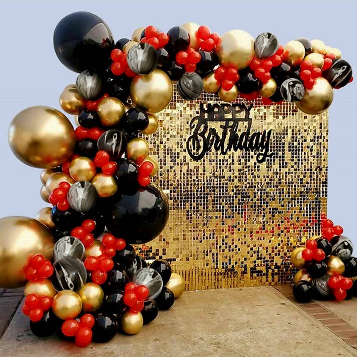 Red and black birthday sales decorations