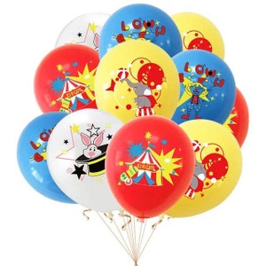 Carnival Circus Balloons,Carnival Party Decorations,Clown Balloons,Carnival Animal Theme Birthday Decor,Circus Party Balloons. 12 Balloons