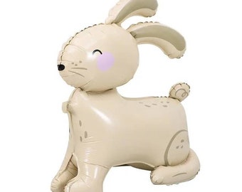 34" White Sand Bunny Balloon: Easter, Baby Shower Party Decor