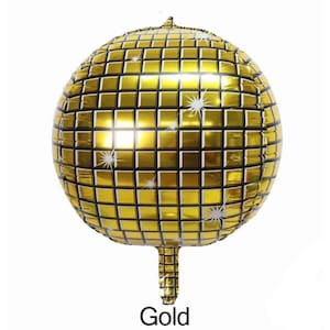 22&quot; Gold Disco Ball Foil Balloons Last Disco Party Bachelorette Wedding Shower Decorations Groovy Birthday 70s 80s Party New Year Eve Decor