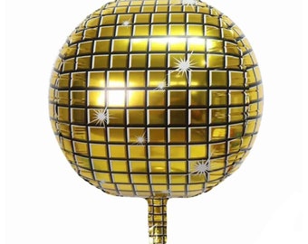Gold Disco Ball Balloon: 70s Party Decorations, Bachelorette, New Year's Eve