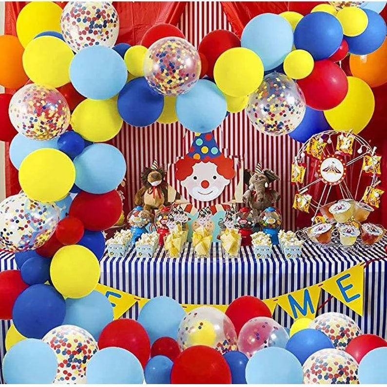 137 Pcs Carnival Circus Balloon Garland Arch Kitred Yellow Etsy