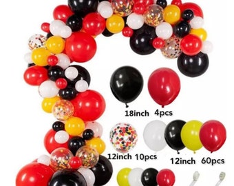 Mickey Mouse Balloon Garland Kit: Red, Yellow, Black Party Decor