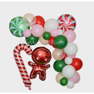 Christmas Balloon Garland Kit,Gingerbread Balloon Arch,Snowflakes Winter Holiday Balloon,Gingerbread Cookie Decorating Party,Candy Balloon