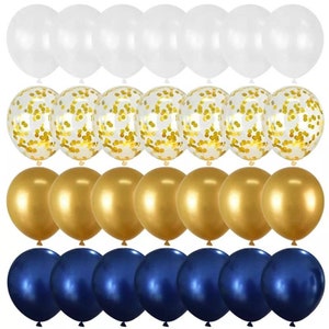 20 Pcs Navy White & Gold Balloons,Wedding Anniversary Decor,Bridal Shower, Bachelorette Party,Birthday Decorations,Confetti Balloons
