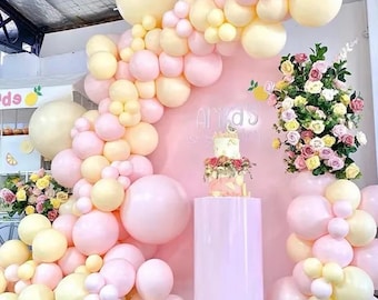 Winnie the Pooh Balloon Garland Kit: Pastel Pink & Yellow Baby Shower Arch