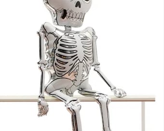 Skeleton Balloon,Halloween Balloons, Halloween Wall Decor, Halloween Decorations, Halloween Party, 62" Tall Skull Foil Balloon