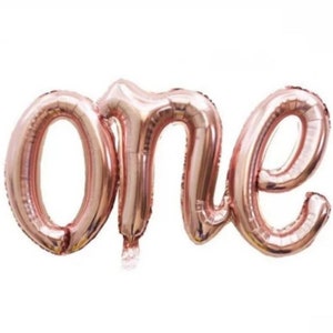 Rose Gold &quot;One&quot; Script Balloon: 1st Birthday Party Decor
