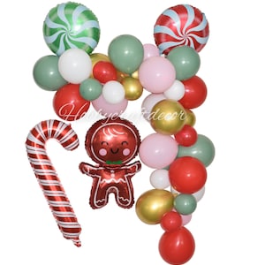Christmas Balloon Garland Arch Kit,Gingerbread Balloon,Holiday Decorations,Gingerbread Cookie Decorating Party,Christmas Eve Party Decor