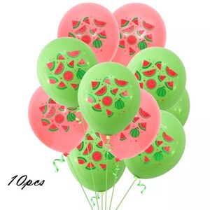 10 Pcs Watermelon Printed Balloons,Fruit Summer Party Decorations,Birthday Balloons,One In A melon Party Decorations,Latex Balloons