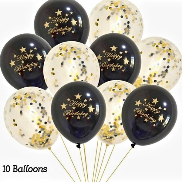 Gold and Black Confetti Balloons Etsy