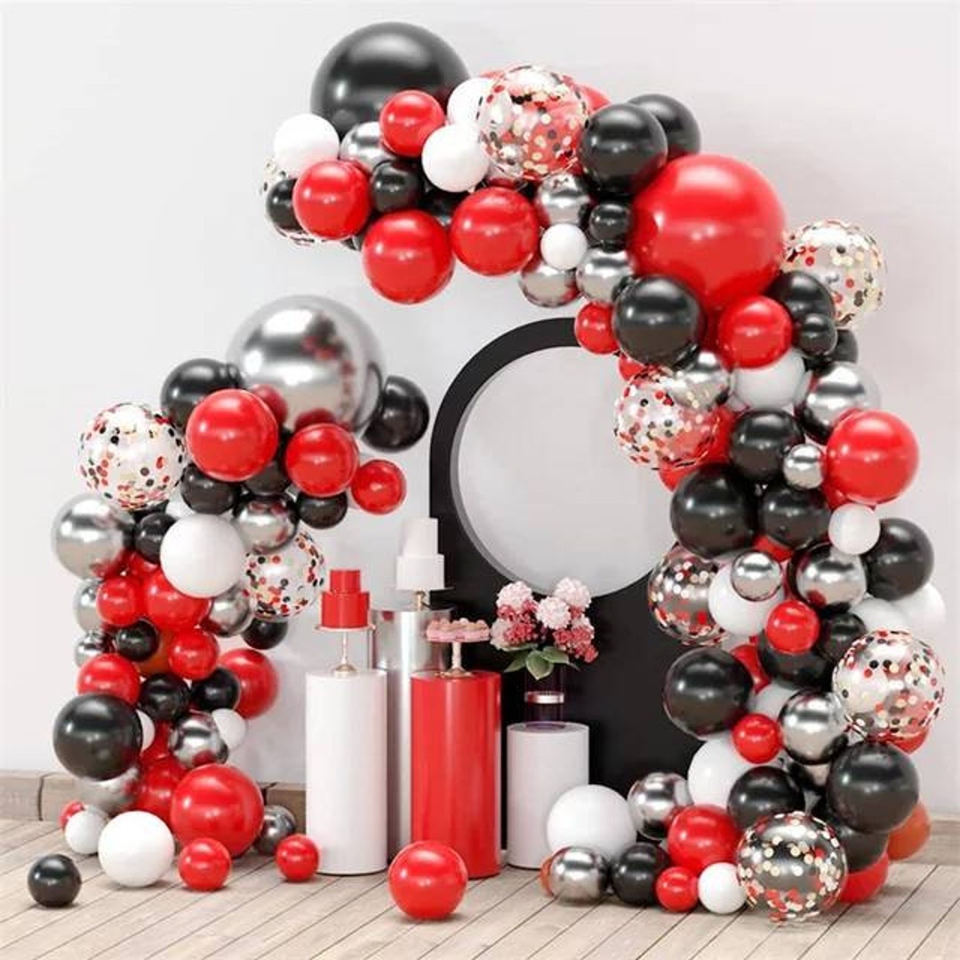 Red Black Silver & White Balloon Garland Arch Kit,birthday Decorations