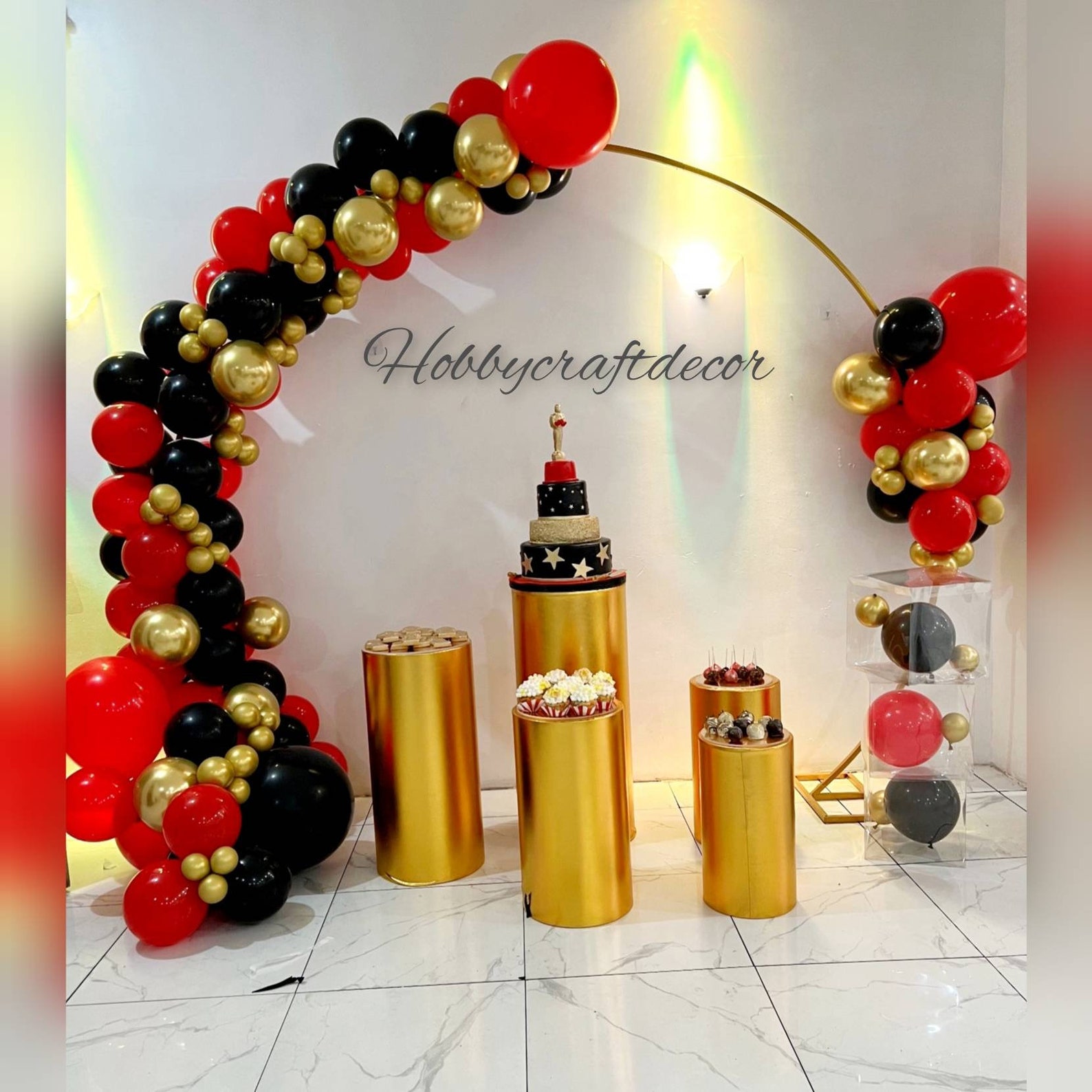 Red, Gold & Black Balloon Garland Arch Kit: Party Decorations - Etsy
