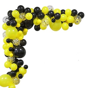 8ft Balloon Garland Arch Kit,Black and Yellow Balloons,Bumble Bee Birthday Decorations,Bee Baby Shower Decor,Mommy to Bee Party Supplies