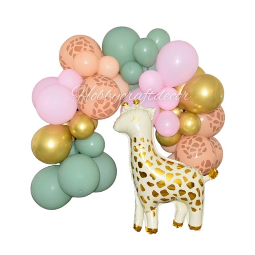 Safari Giraffe Balloon Garland Arch Kitpink Retro Sage Gold & Etsy
